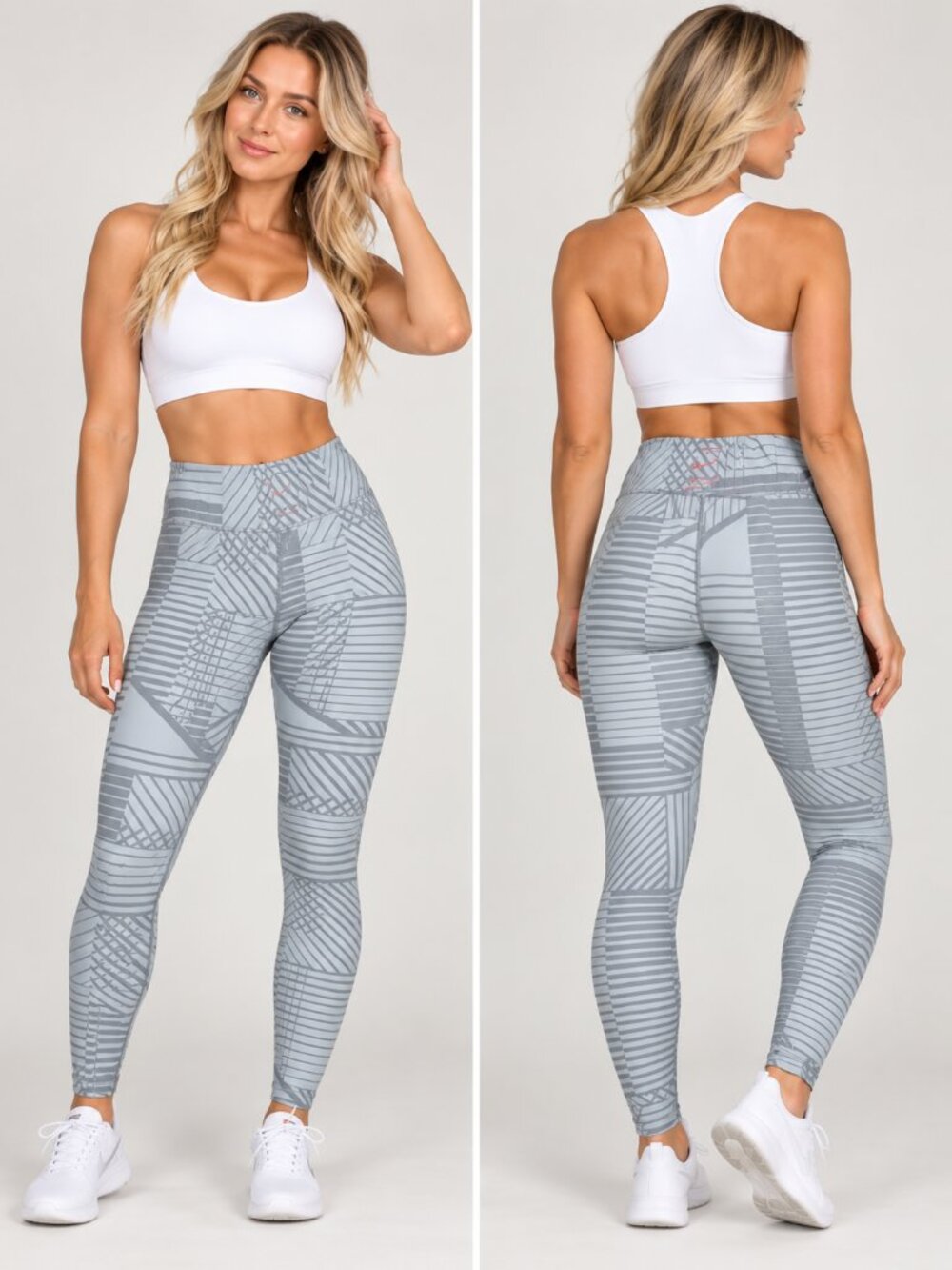 2/$30 Like NEW High Rise thick Nike Light Gray Geometric Leggings